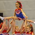 Optreden tijdens de 1e voorronde DCA NK Cheerleading gehouden in de Sportstad op 2 February 2014 in Heerenveen.