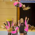 Optreden van Djalita Love Stars, 2e van Nederland, in de catagorie Junior Allgirl Groupstunt tijdens de DCA NK Cheerleading gehouden in de Landstede Sportcentrum op 14 June 2015 in Zwolle.