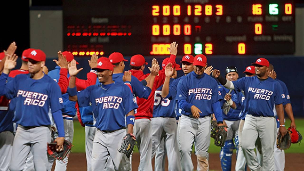 Puerto Rico in actie tijdens het WK van 2009 in Haarlem