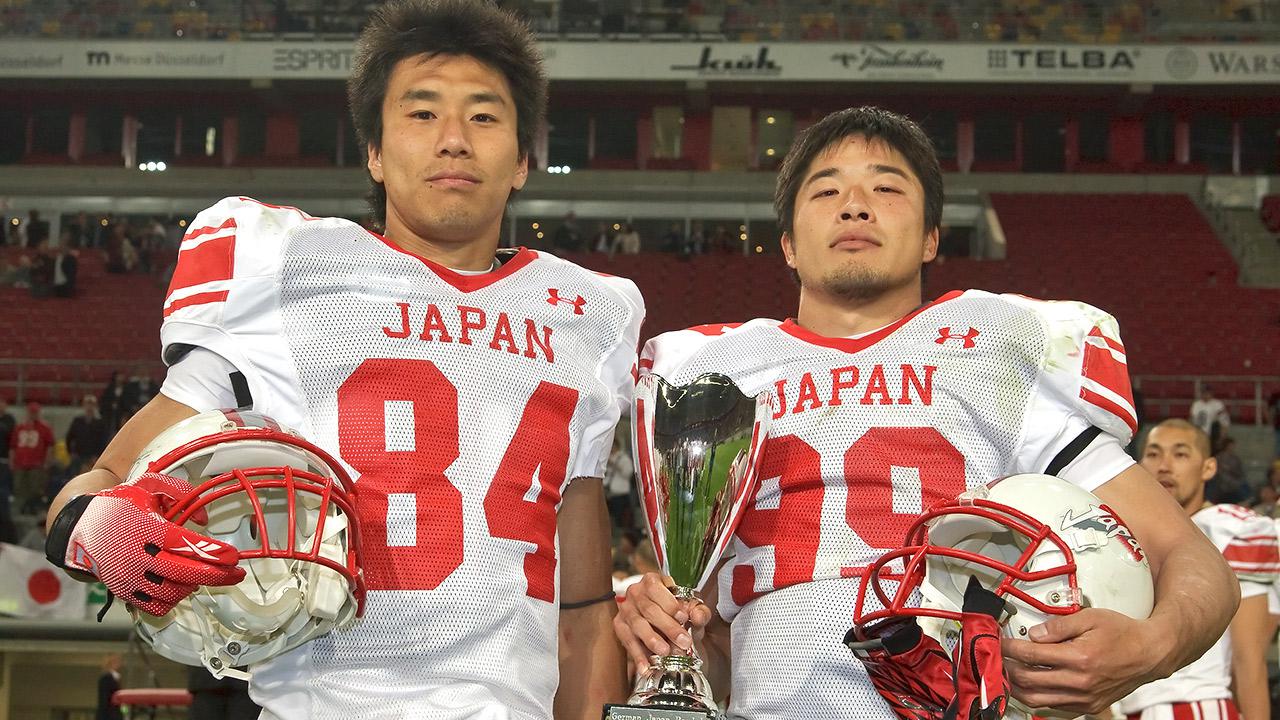 Ex-Admirals spelers Shoei Hasegawa (1TD) and MVP Noriaki Kinoshita (2TD, 81 yard KR)